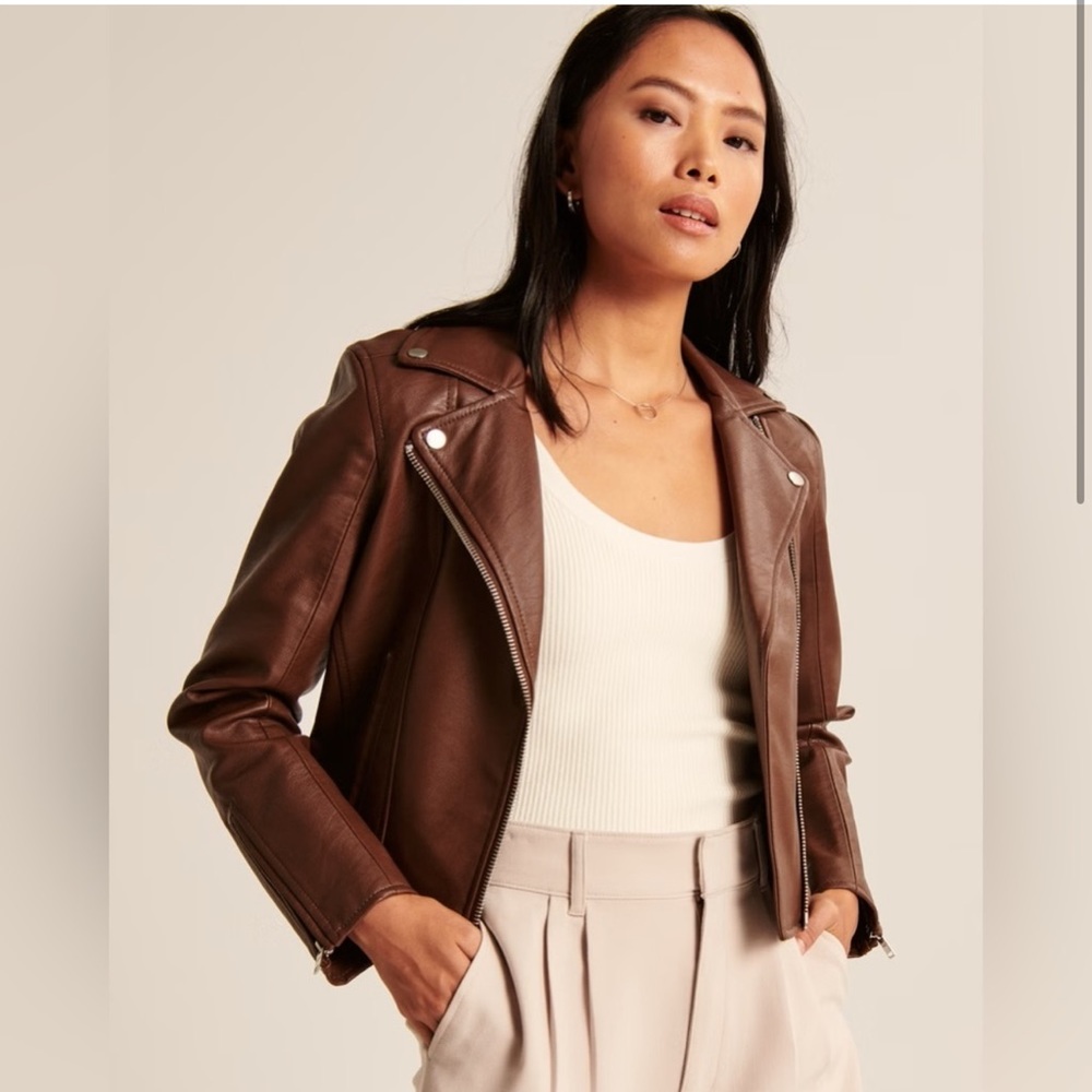 Abercrombie and Fitch Vegan Leather Moto Jacket Size Large